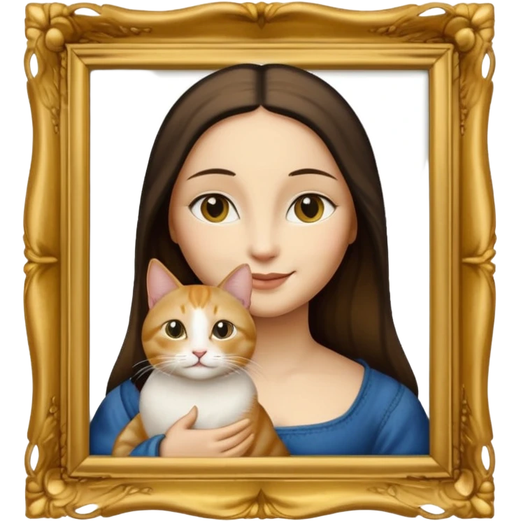 gold frame, painting, Mona Lisa, with cat emoji