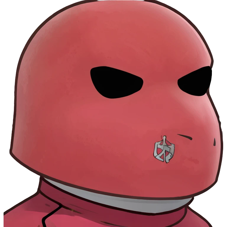 Squid Game pink guard mask with square shape on face, 3D style, detailed emoji