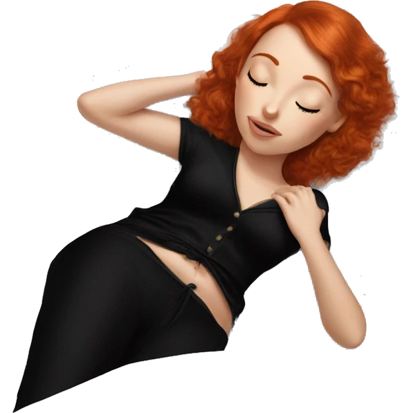 red hair girl sleeping in black juicy couture bed spread emoji