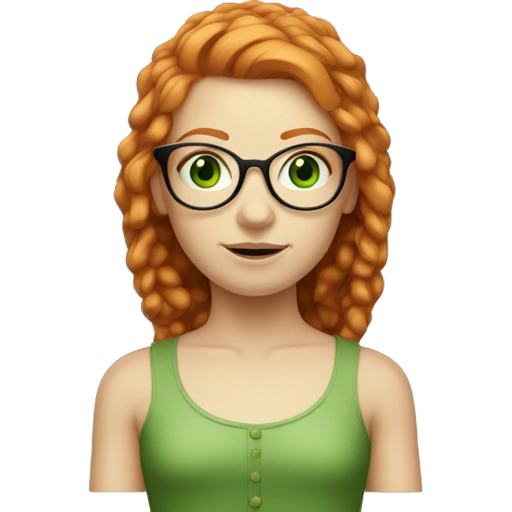 Ginger girl with wire rim glasses and green eyes emoji