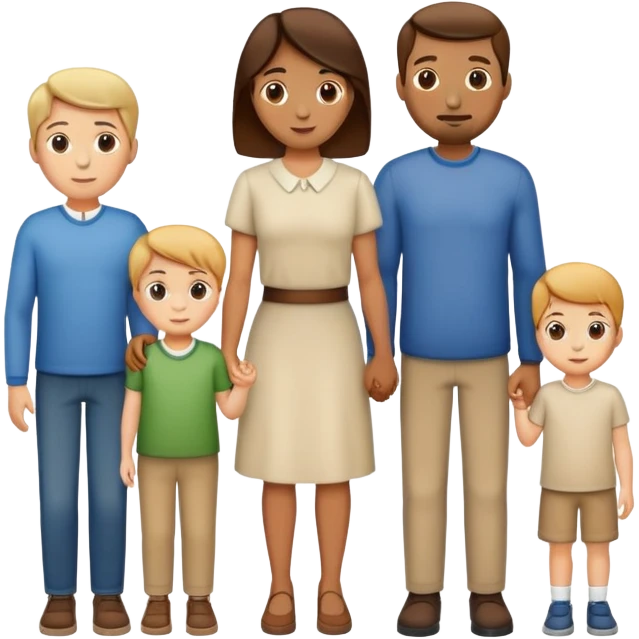 family with one mother, one father, two boys and one girl standing together emoji