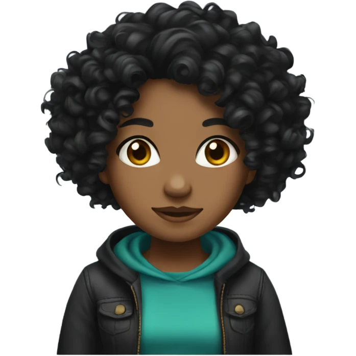 Amiyah with curly black hair emoji