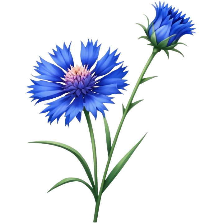 single Cornflower, straight stem emoji