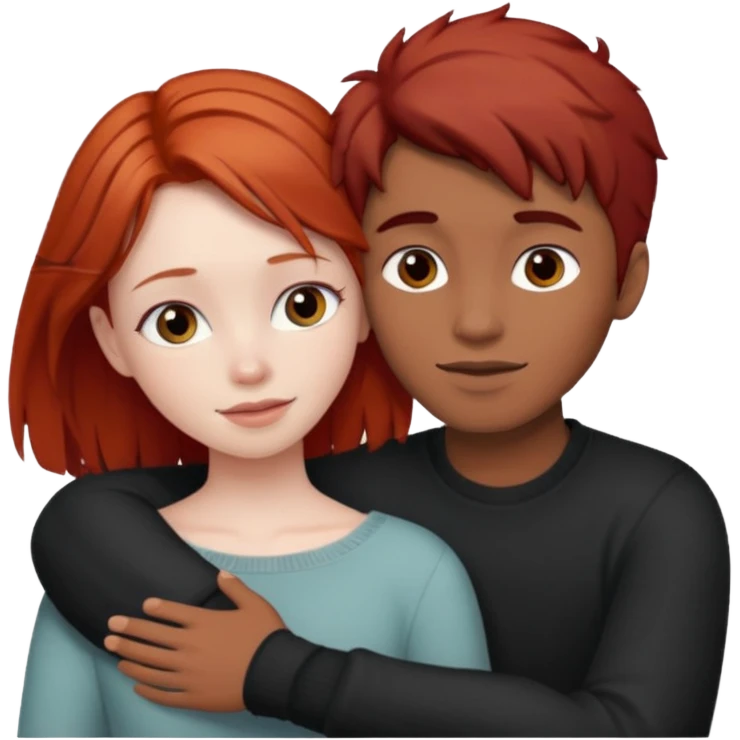 Red haired girl with dark brown hair boy romance emoji