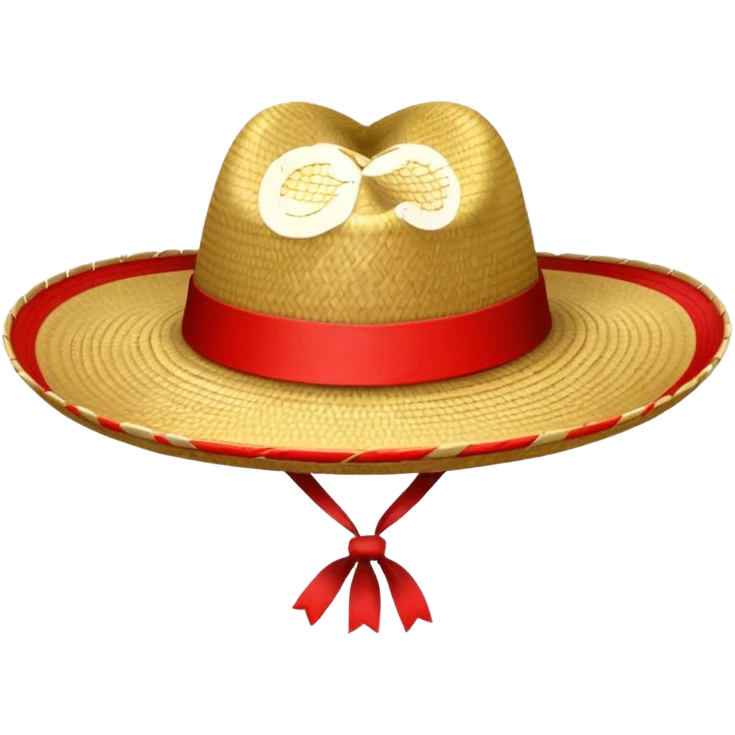 Sombrero de paja con una tira roja  emoji