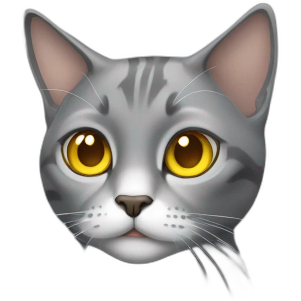 multicolored but mostly gray cat with yellow eyes and she is stupid emoji