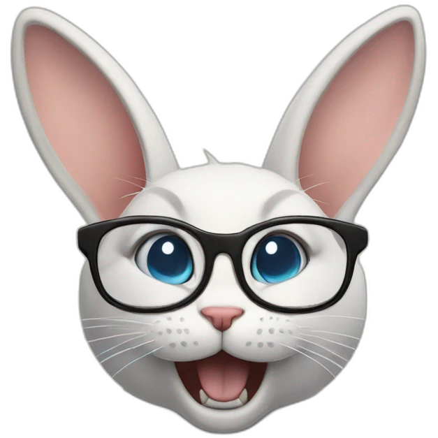 nerd cat head with rabbit teeth pointing his finger towards the sky emoji