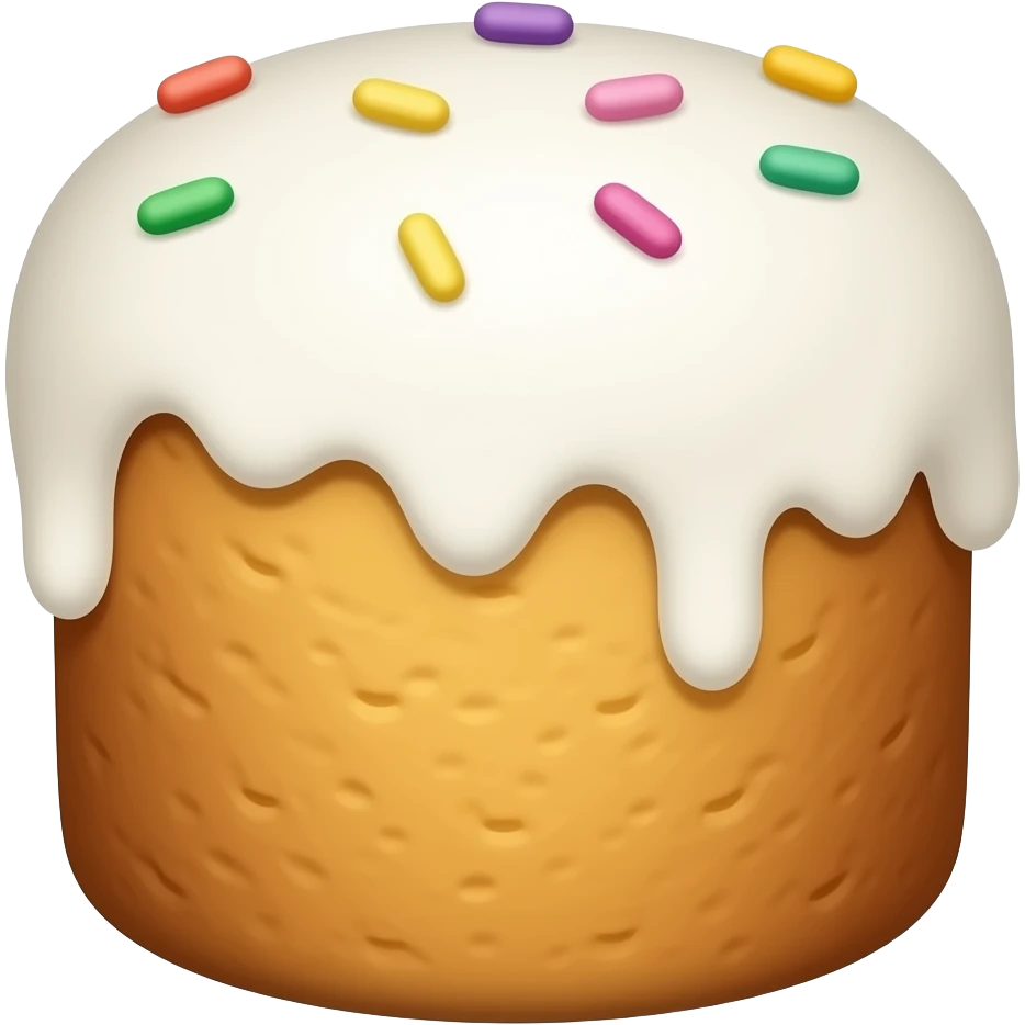 easter cake cylindrical with white topping on top and sprinkles emoji