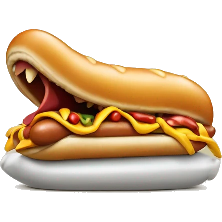 Dinosaur riding an hotdog emoji