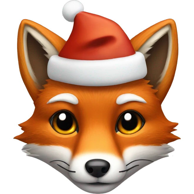 Fox wearing a Christmas hat emoji