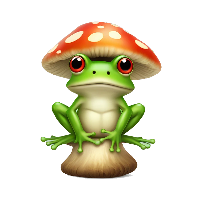 Frog sitting on mushroom emoji