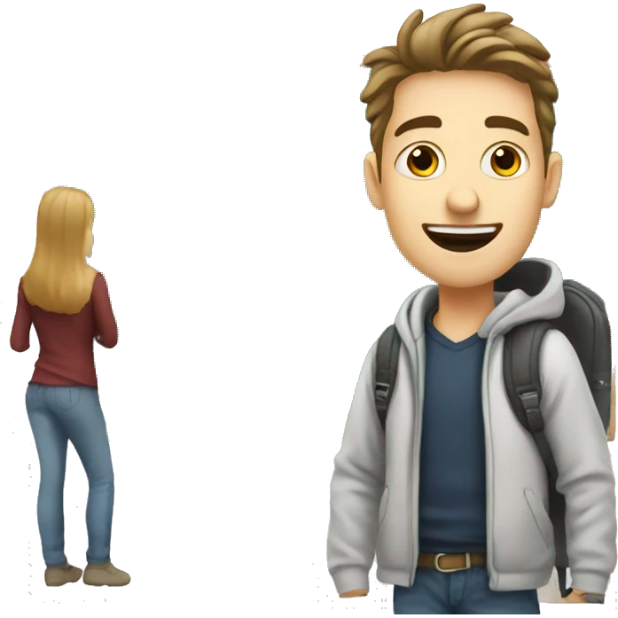 European students near marker board emoji