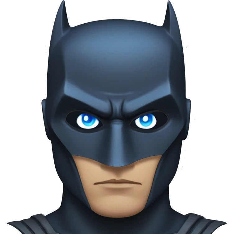 Dark Batman mask with blue eyes and serious face emoji