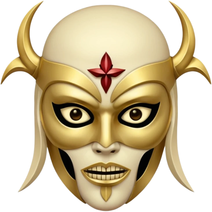 dark occult figure, gold mask, badass emoji