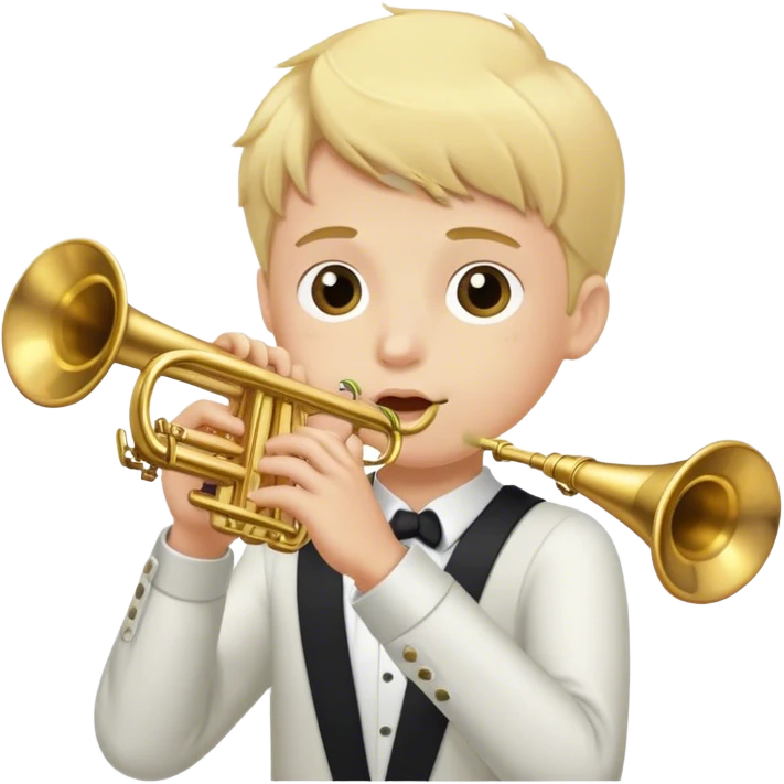 Blonde boy playing troumpet emoji