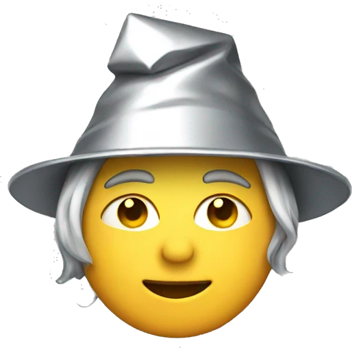 Person wearing tinfoil hat emoji