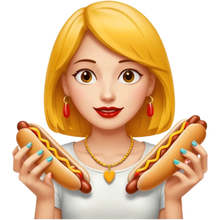 Female earing 3 hotdogs emoji