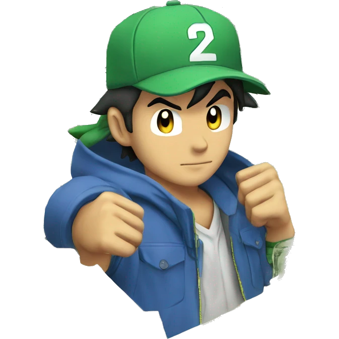 Ash Ketchum with dollar bills emoji