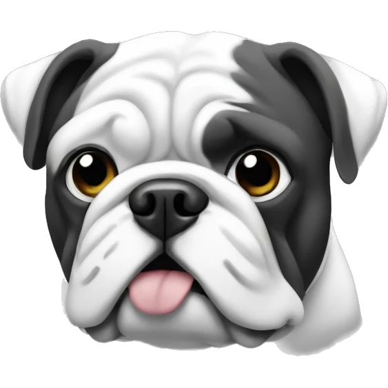 a English bulldog emoji in black and white emoji