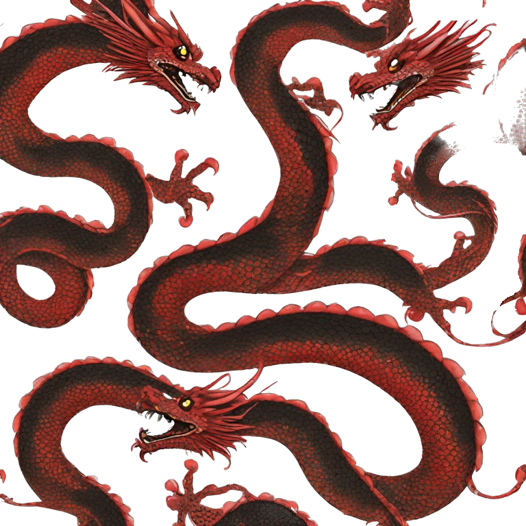 Black and red Eastern dragon serpent intricate patterns floral emoji