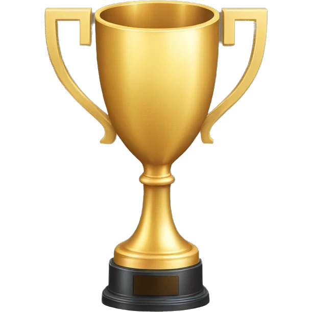 “Golden trophy cup with ‘Trendimizbir’ written on it in bold letters. emoji