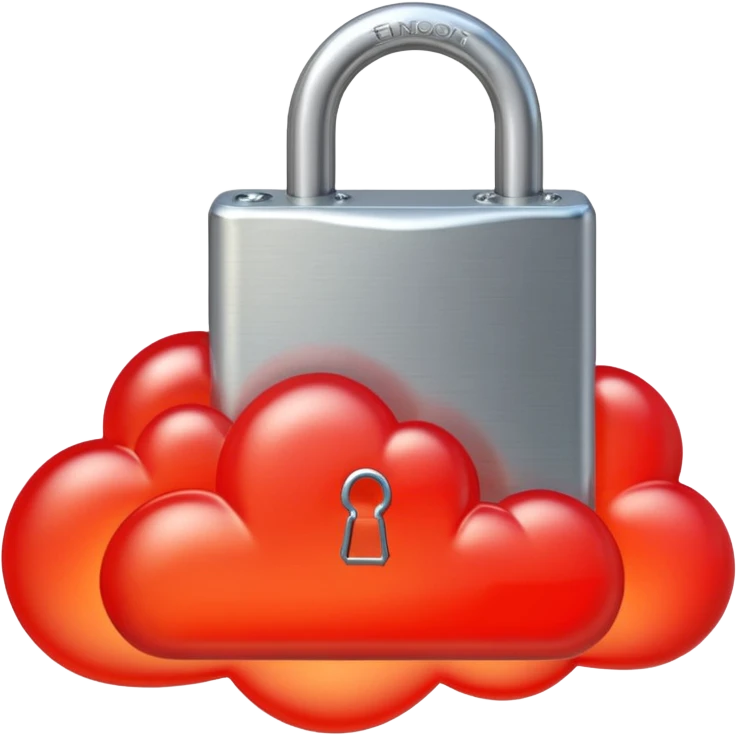 a red glowing cloud with a padlock emoji