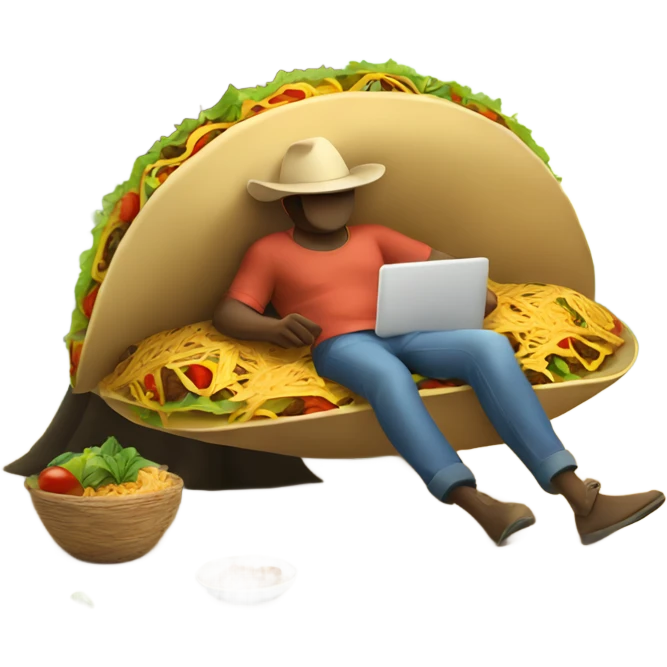 Taco-man lounging under a tree emoji