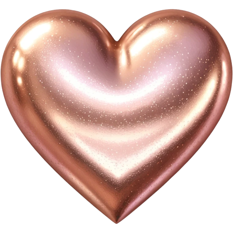 Edit the glittery gold color heart to a glittery rose gold color heart with a subtle gradient and no border. Keep the background transparent. Maintain the glittery texture and subtle gradient effect in rose gold tones emoji