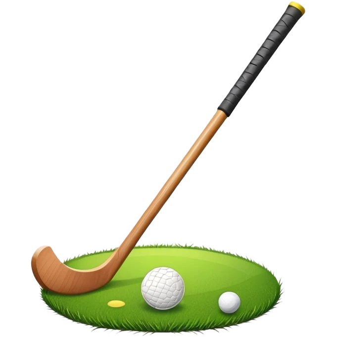 green grass, field hockey stick, field hockey ball emoji