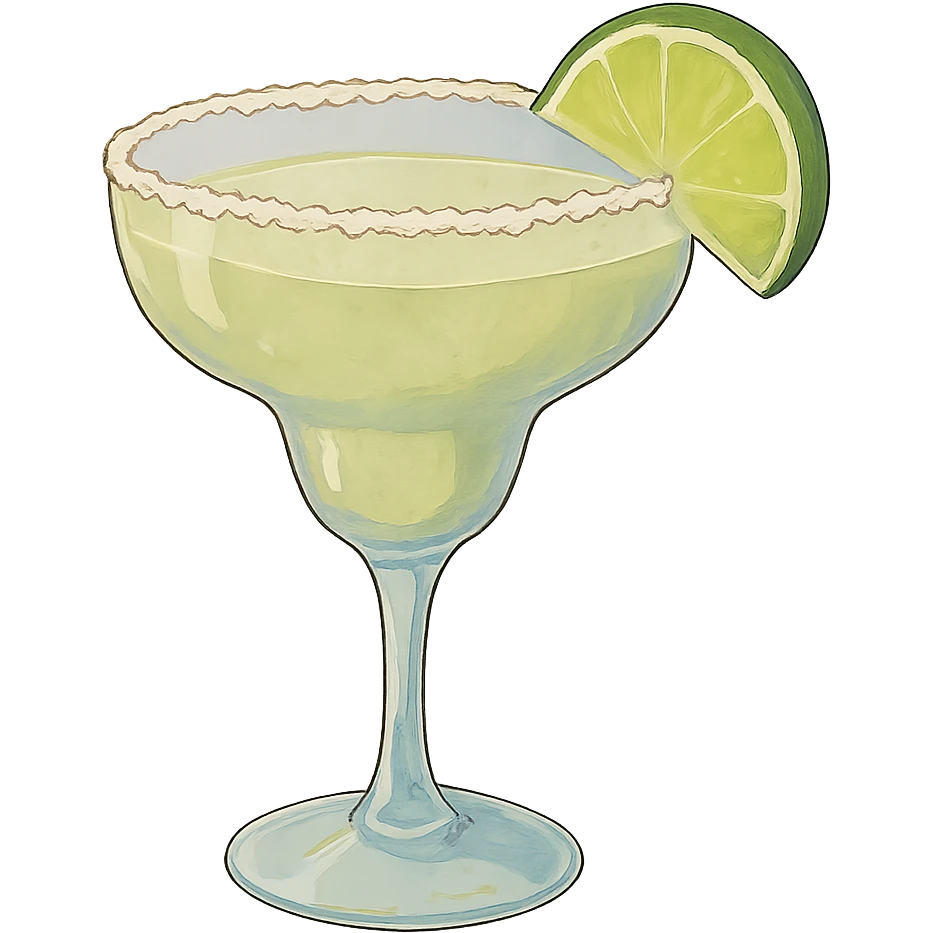 close-up of a margarita with lime wedge, ghibli style emoji