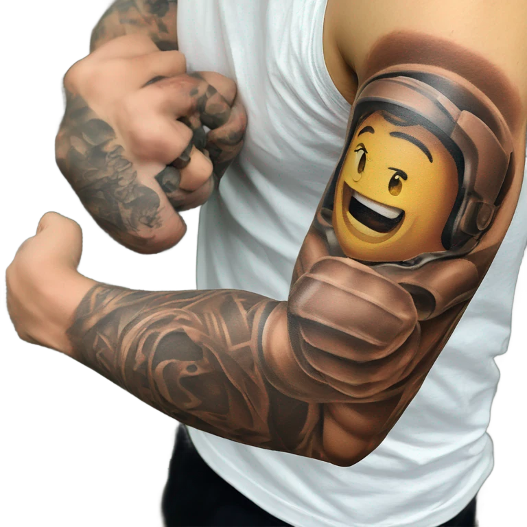 Flexing arm brown tattoo sleeve  emoji
