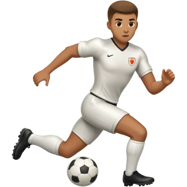 Emoji of a football player in uniform, actively running or kicking a ball, with a determined expression. emoji