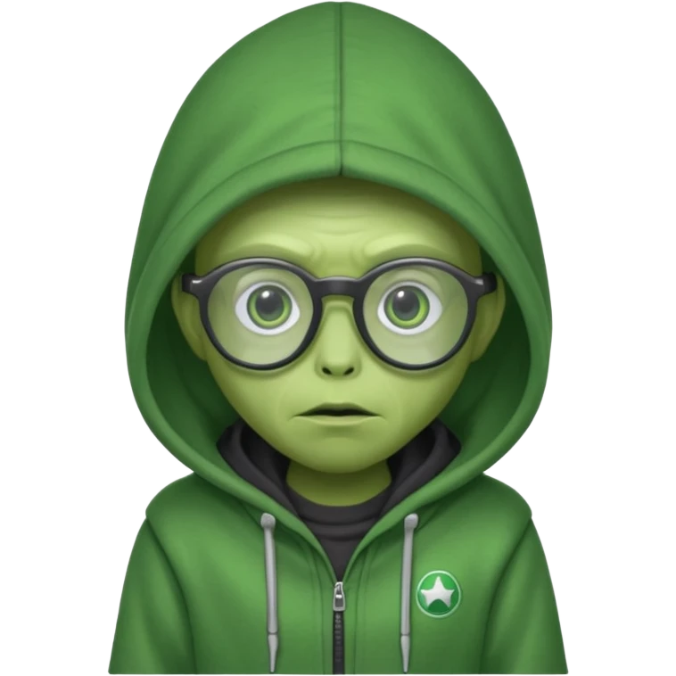 alien wear hoodie and glasses in star war emoji