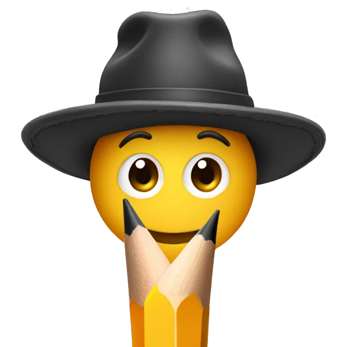 pencil wearing hat emoji