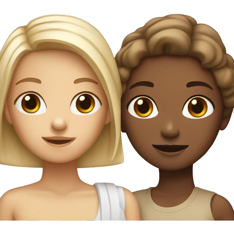 two girls one tan and one pale emoji