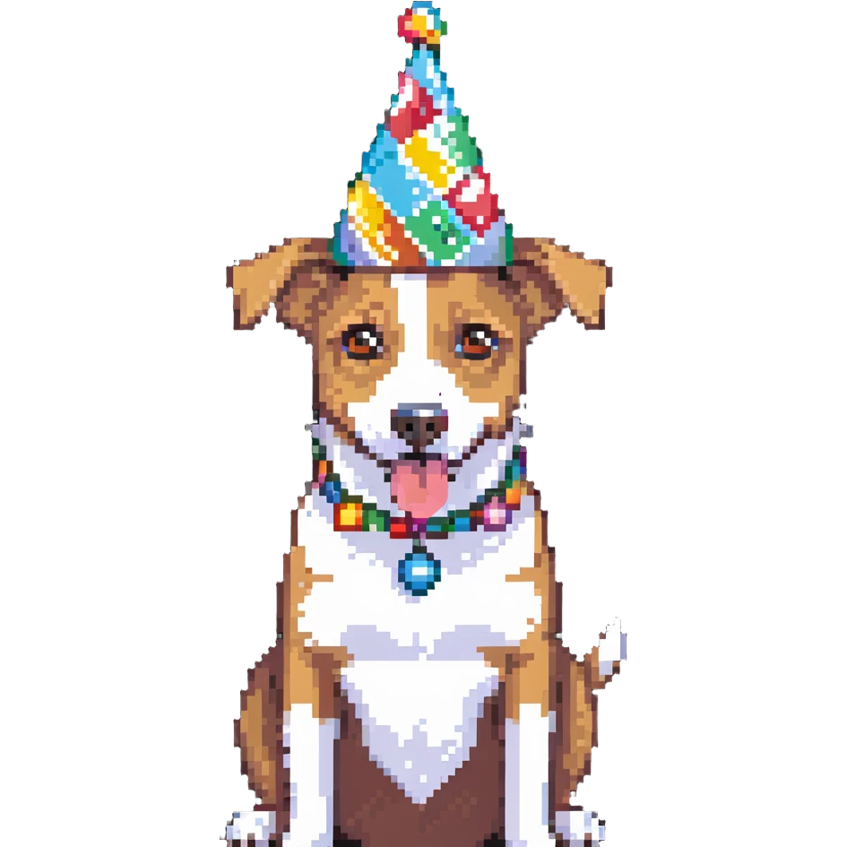 dog wearing a birthday party hat emoji