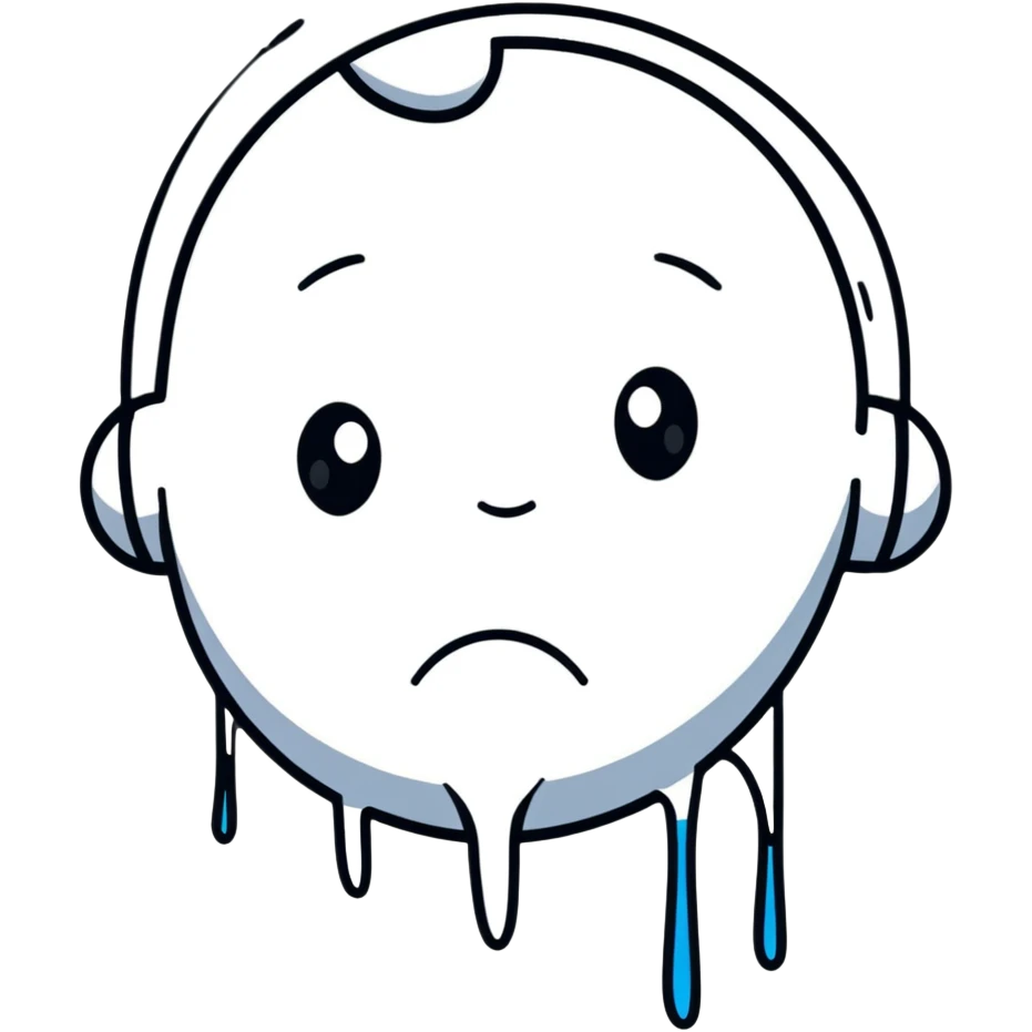 Sad crying face with tears streaming down emoji