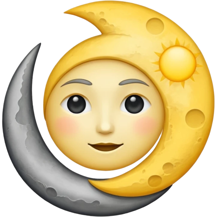 Genarate me a emoji of Drak mode moon and bright mode sun Like we got In our mobile phones emoji