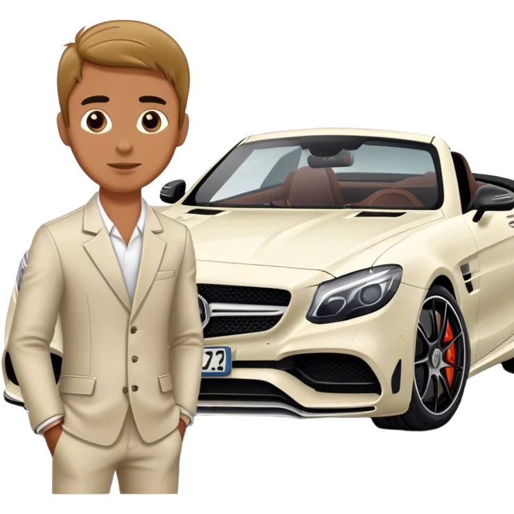 A man next to Mercedes AMG emoji