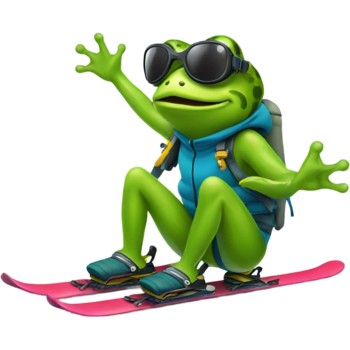 frog skiing emoji