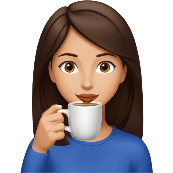 Brunette drinking coffee fast emoji