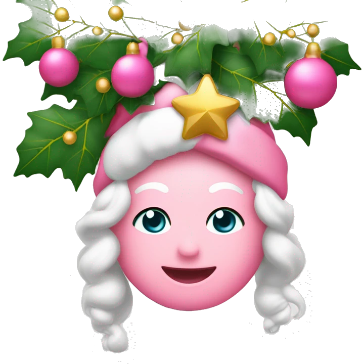 Albero di Natale rosa con stella sopra e tante palline dorate  emoji