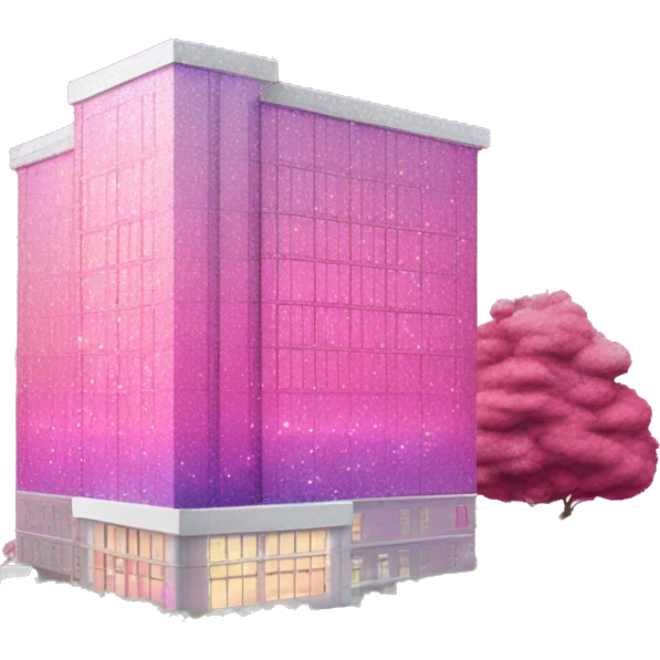 Pink ombre hospital building with glitter emoji