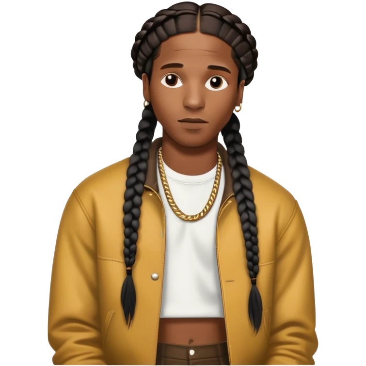 ASAP Rocky with braids and stylish outfit emoji