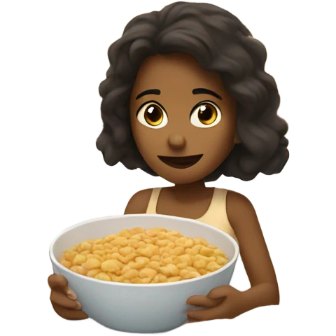 Girl eating cereal in bed emoji