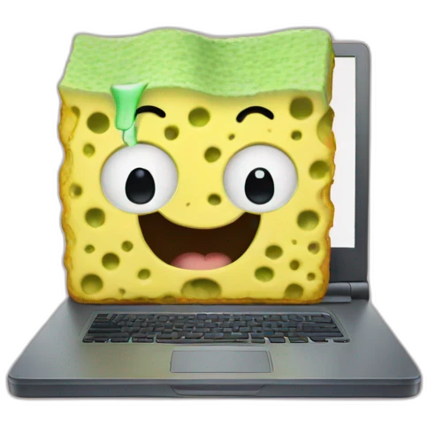sponge bob typing laptop emoji