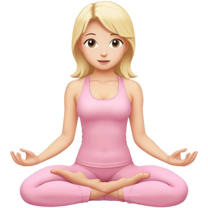 blonde yoga girl light pink clothes n emoji