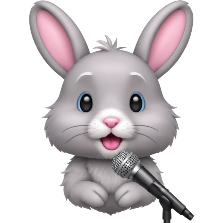 grey bunnie singing to mic emoji