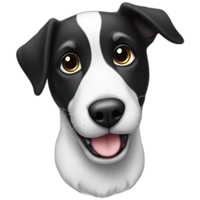 perro con barbita, OJO CELESTE. blanco y NEGRO, ladrador emoji