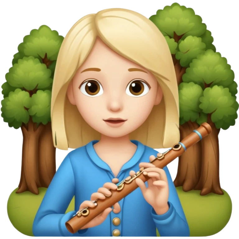 girl kid plays flute emoji